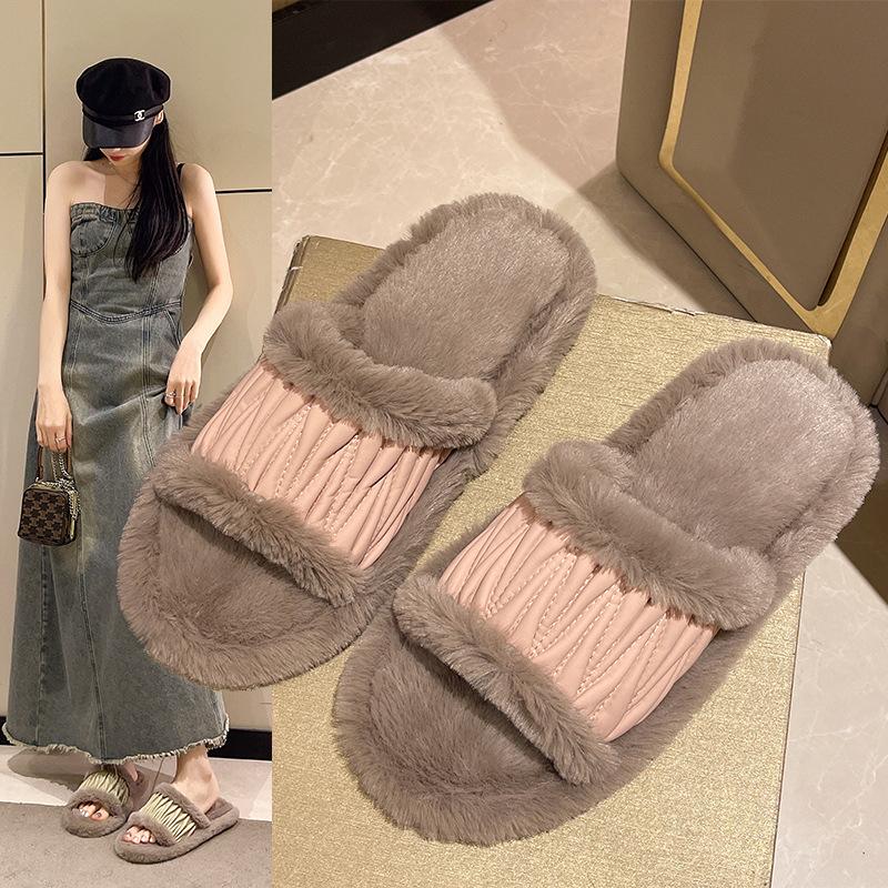 Fashion Fashion Women Slippers Cotton Plush Warm Female Light EVA Flat Bottom Non-slip Comfortable Slides Winter Autumn House Shoes