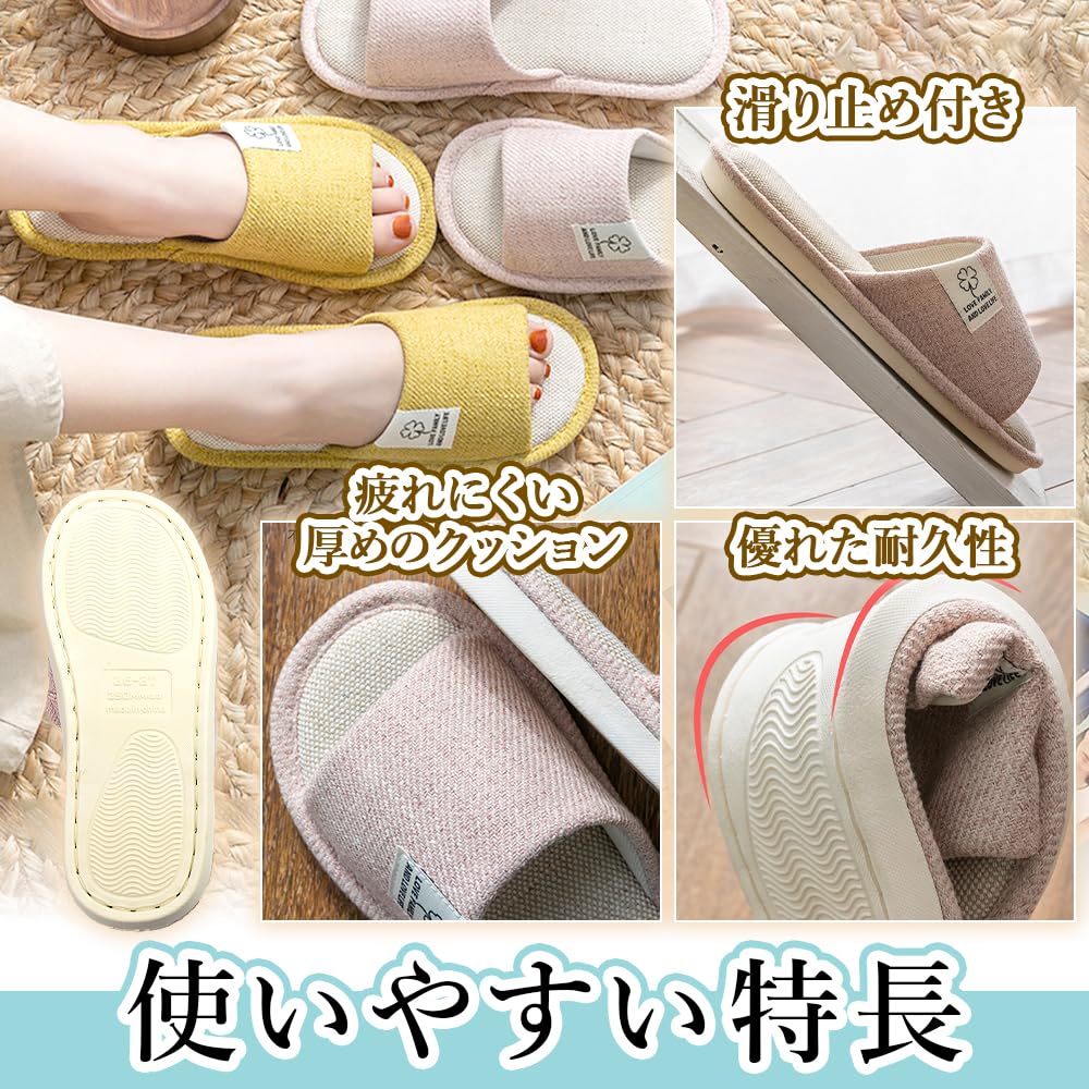 Room Slippers for Suitable for 4 Pairs Front-opening Guests, Soft, Washable, Non-slip, Hotels, Offices,