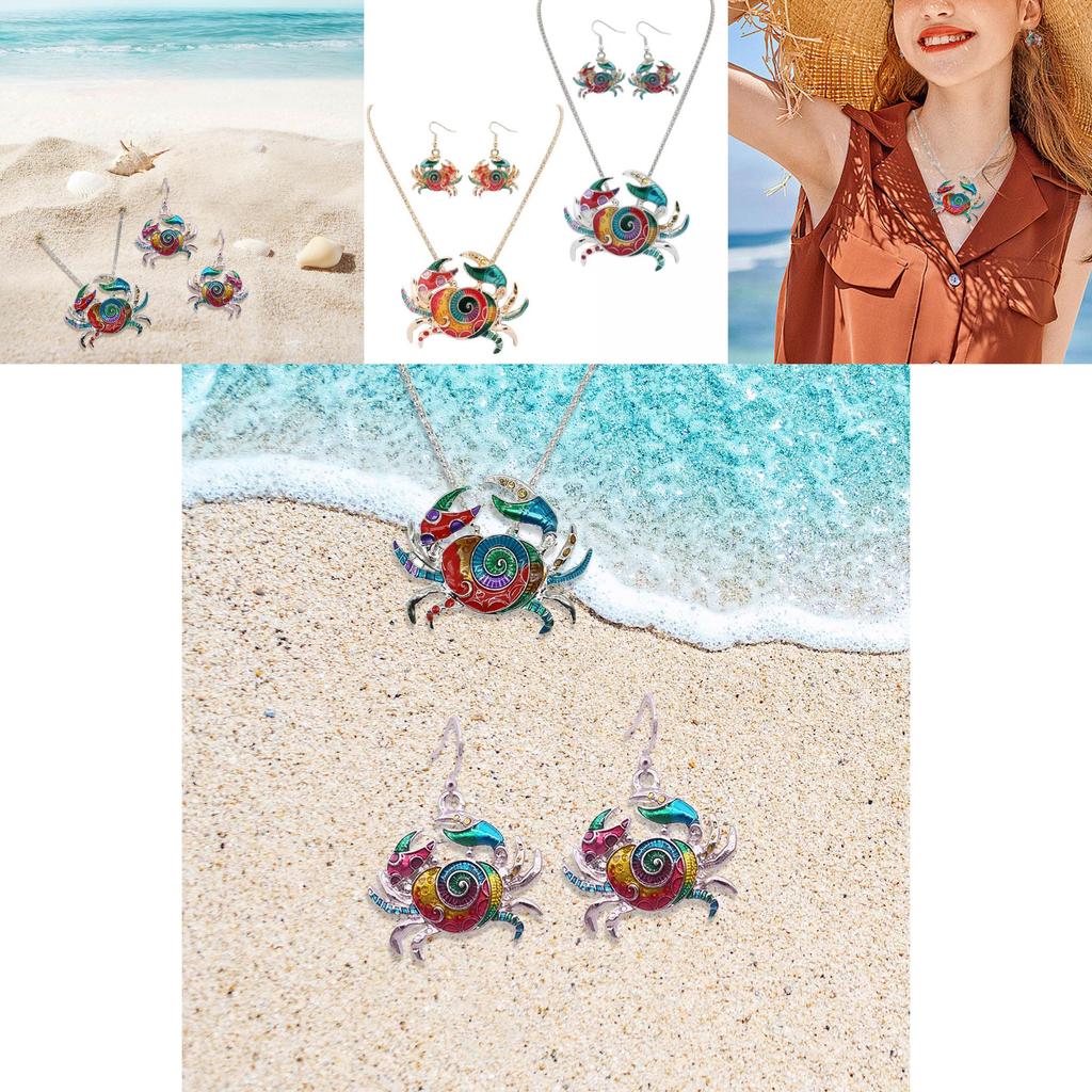 Charming Crab Jewelry Set Featuring Stylish Alloy Necklace And Earrings For Women
