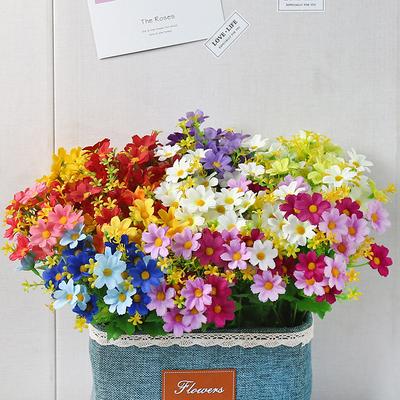 1 букет 28 голів штучних квітів підроблені шовкові орхідеї хризантеми квітка весільний букет квітів для дому, саду, вечірки декор