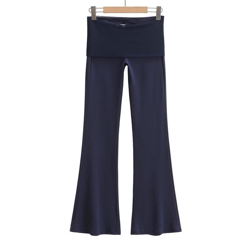 Korean Elegant Patchwork Mesh Flare Yoga Pants - Women's Retro Slimming Two-Piece Drape Design