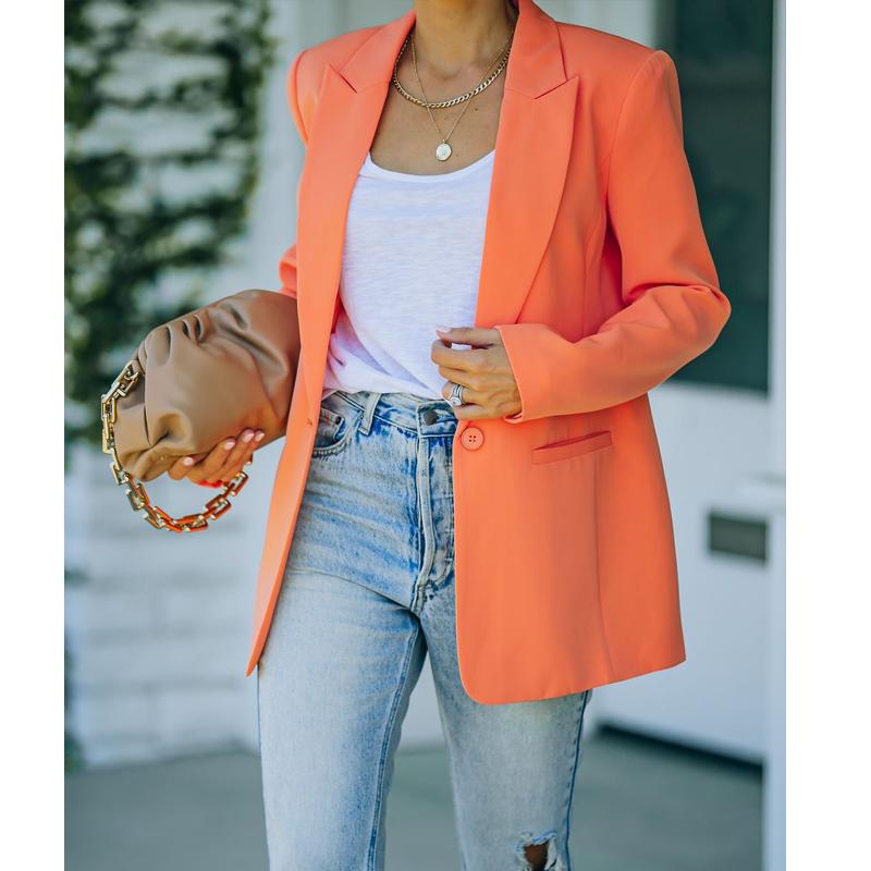 Women's Spring and Autumn New Leisure Long Sleeved Small Suit OL Temperament Professional Slim Fit Top Coat