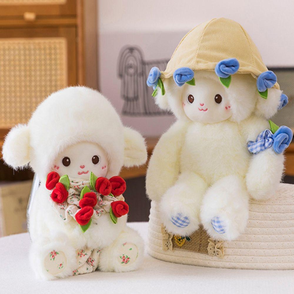 Soft Magnetic Hugging Lamb Small Rose Hat Plush Toy Cute Lamb Doll Toy  Birthday Gift