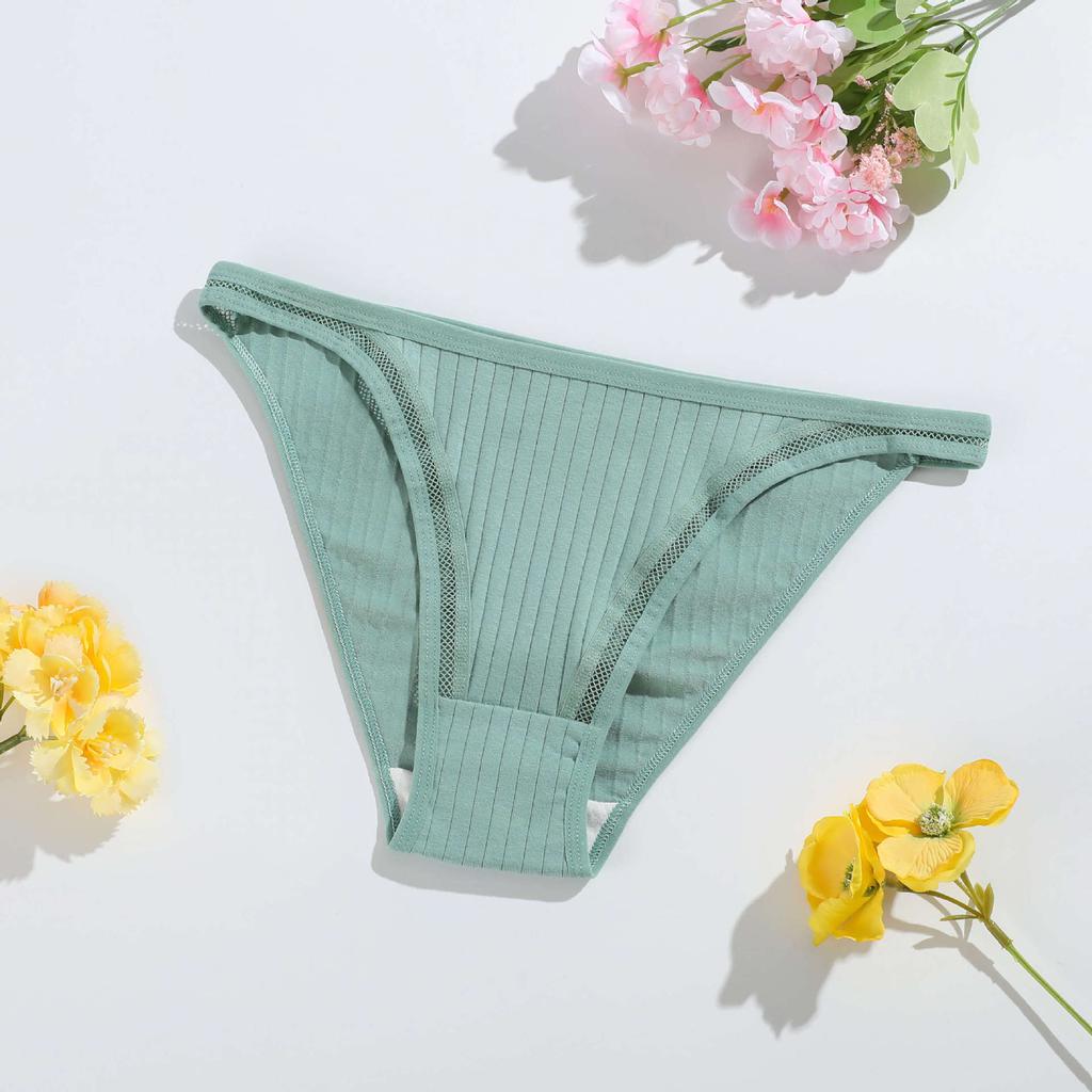 Ladies Spring and Summer New Lace Cotton Pull Needle Double File Belly Breathable Low Waisted Briefs