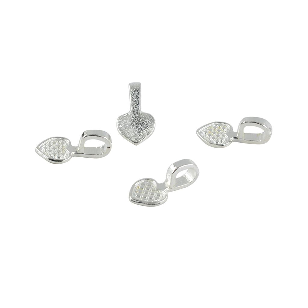 100 Pieces Shiny Heart Glue on Bails Setting For Necklaces Earring Pendant Jewelry Design