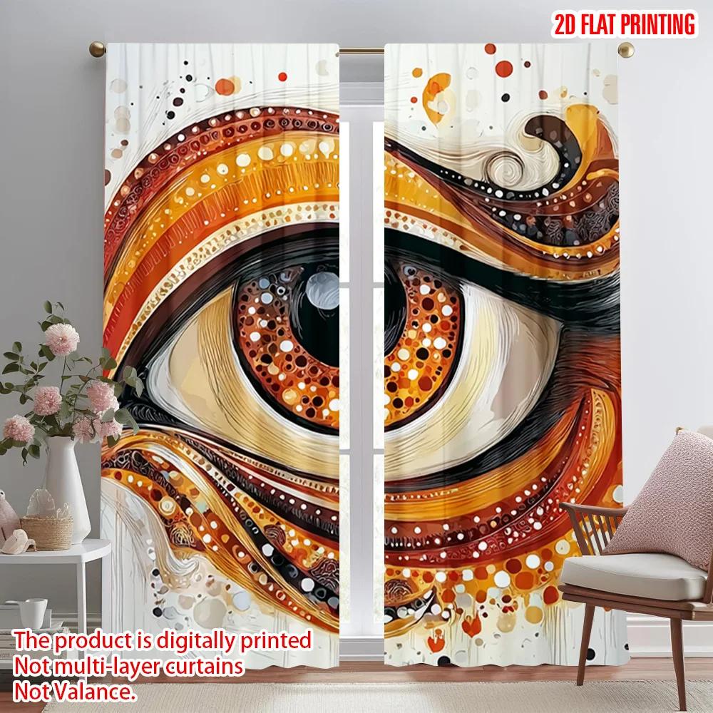 2pcs   Plane Printing Curtains Abstract Eye Polyester Easy Install (without Rod) Home Decor Ldeal for Bedroom Living Room