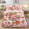3pcs Pink Strawberry Cake Girl Print Coreless Duvet Cover Set Multi Size Bedroom Bedding Decoration Comfortable Machine Washable