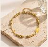 Saint Benedict Rosary Bracelet Bamboo Bead Design 18K Gold Plated Stainless Steel Cross Adjustable Catholic Jewelry