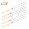 Stainless Steel Barbecue Skewers Double-Pronged BBQ Skewers 36cm Camping Grill Forks with Wooden Handle for Chicken Shrimp Kebabs