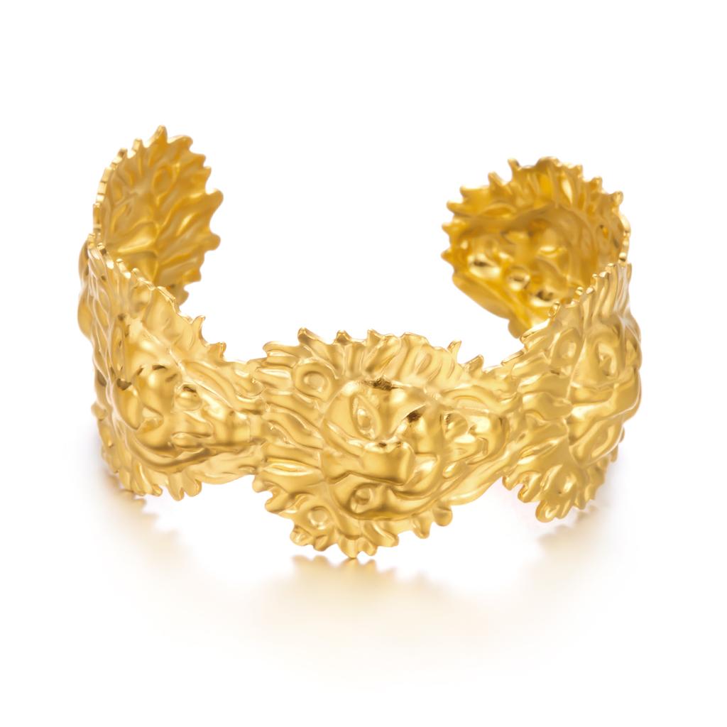 Exaggerated Stainless Steel Metal Shell Flower Cuff Bangle Bracelet for Women Vintage Gold Color Bangles Beach Party Jewelry New