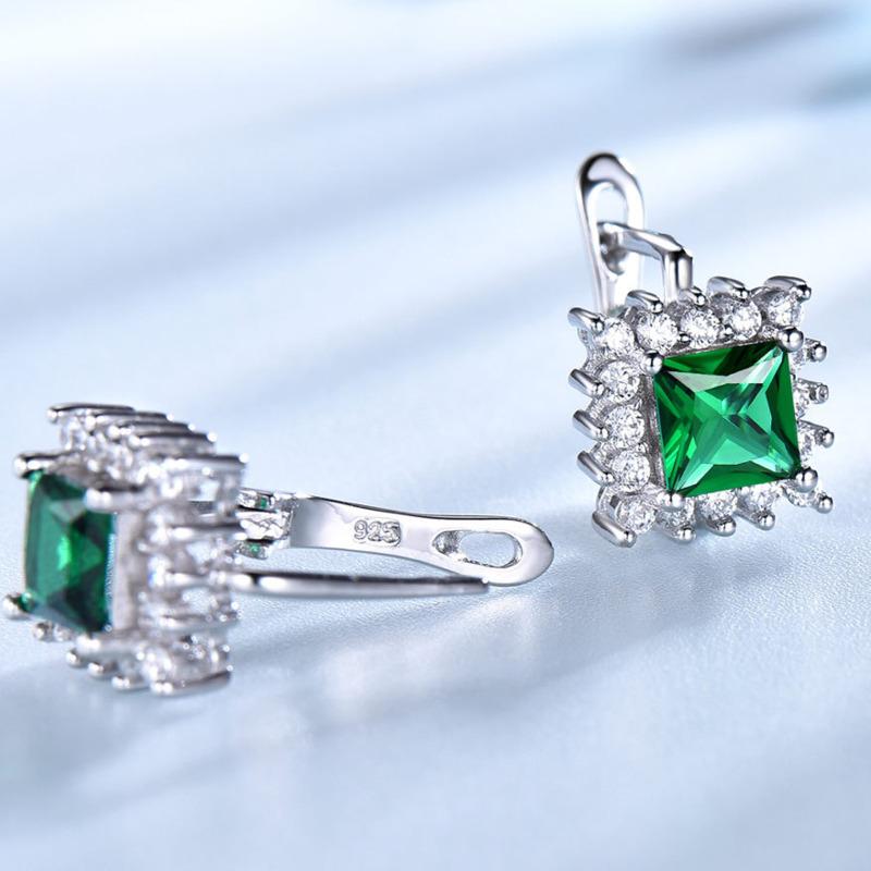 Gica Gem 925 Sterling Silber grünes Quadrat Vintage heißer Verkauf Ohrstecker für Frauen feines Temperament hochwertiger Schmuck Geschenk zum Muttertag