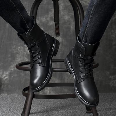 Handgefertigte Herrenschuhe Winter Casual Motorradstiefel Echtes Lederstiefel Hochwertige Herrenstiefel Warme Winterschuhe Männlich