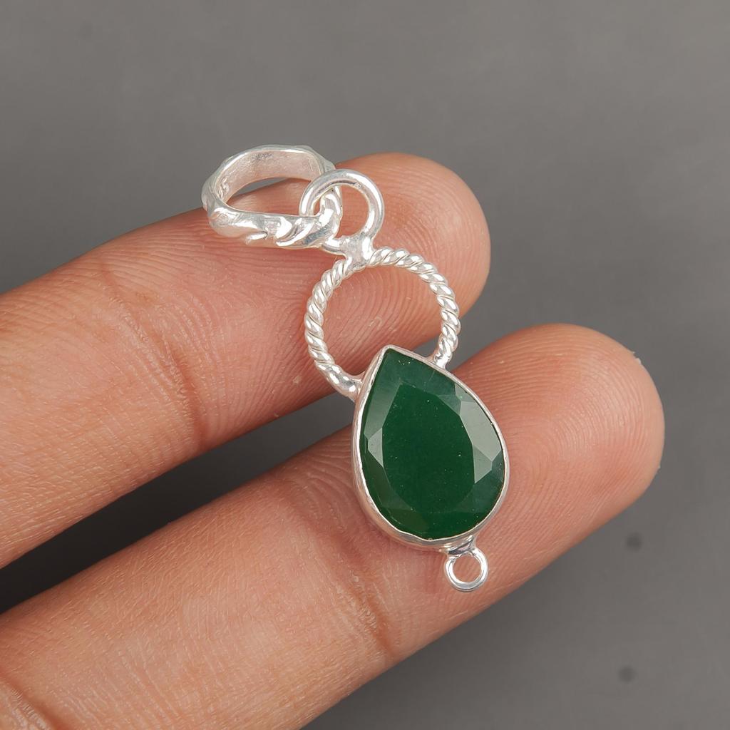Green Onyx Pendant Handmade Gemstone Jewelry, 925 Solid Sterling Silver Pendant Unique Design Jewelry
