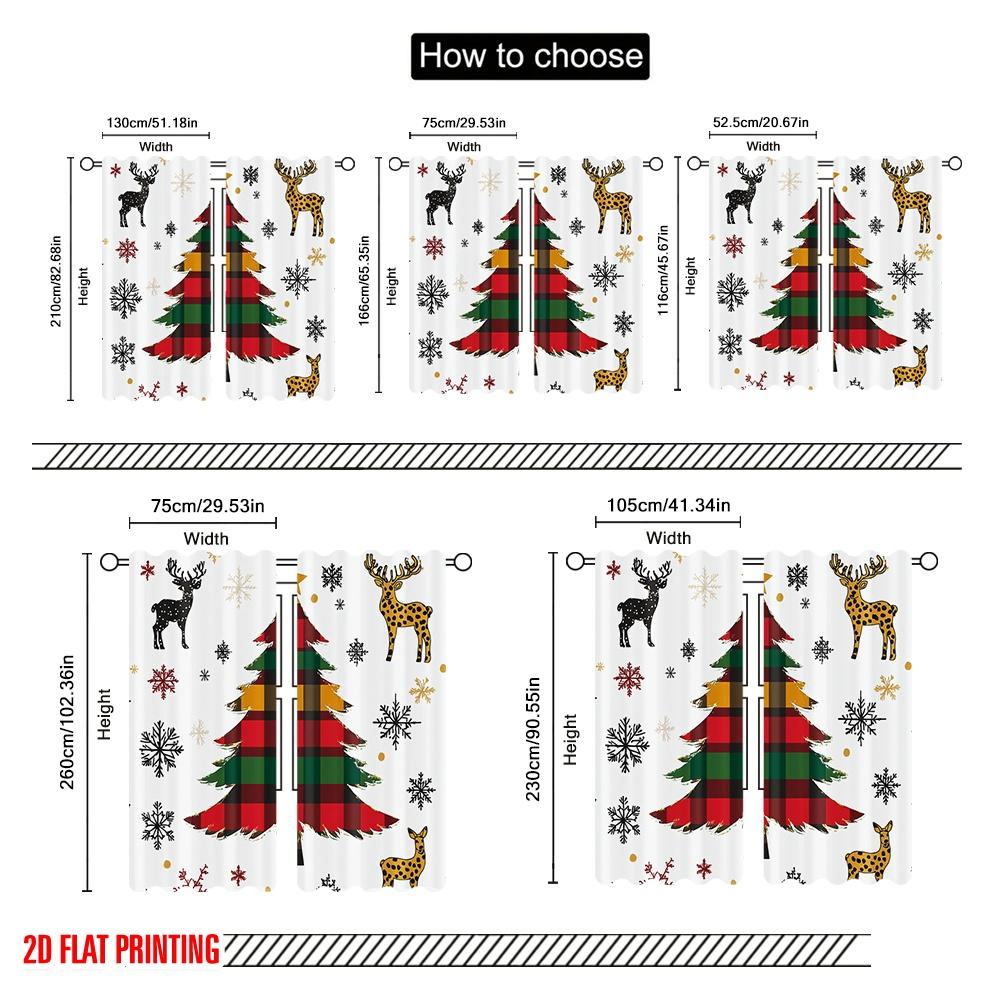 2 Stück, 2D-Ebene Druck Beliebte Vorhänge Buffalo Plaid Weihnachtsbaum (3) Strapazierfähiges Polyester (ohne Stange) Dekorationen für den Innenbereich