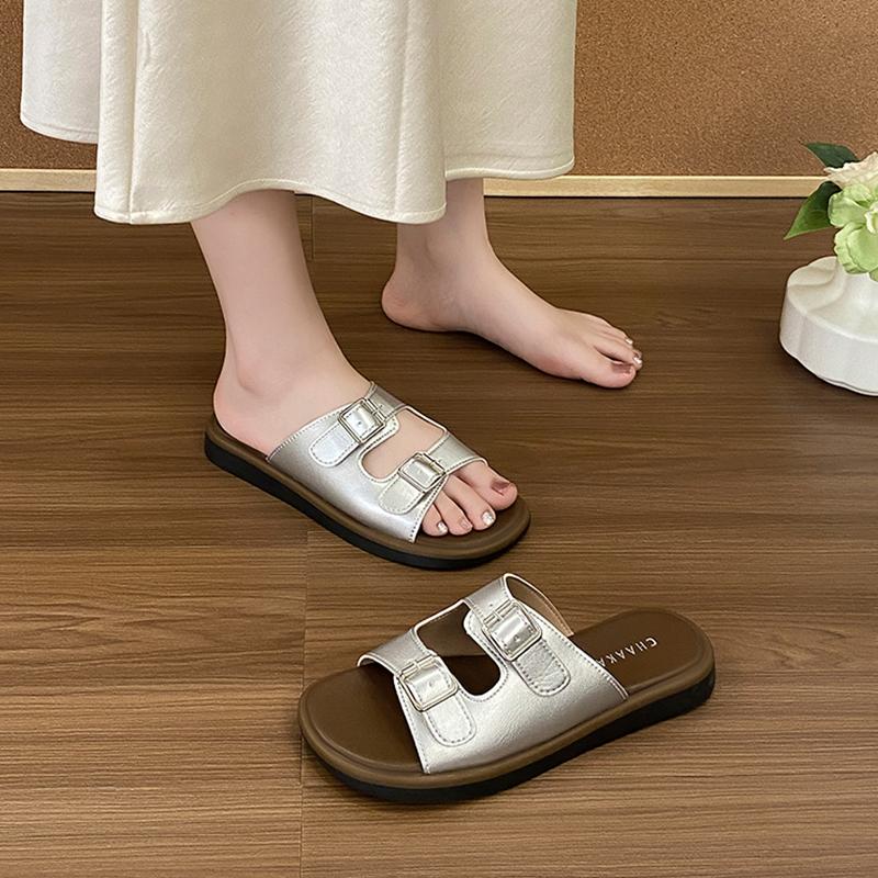 Fashion Flat Shoes Female Woman's Slippers Luxury Slides 2025 Designer Beach Summer Scandals Flat Shoes Female Womens Slippers Outdoor P