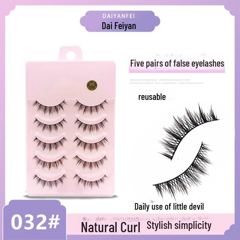 Cartoon Barbie Beginner False Eyelashes - Natural Thick 5 Pairs