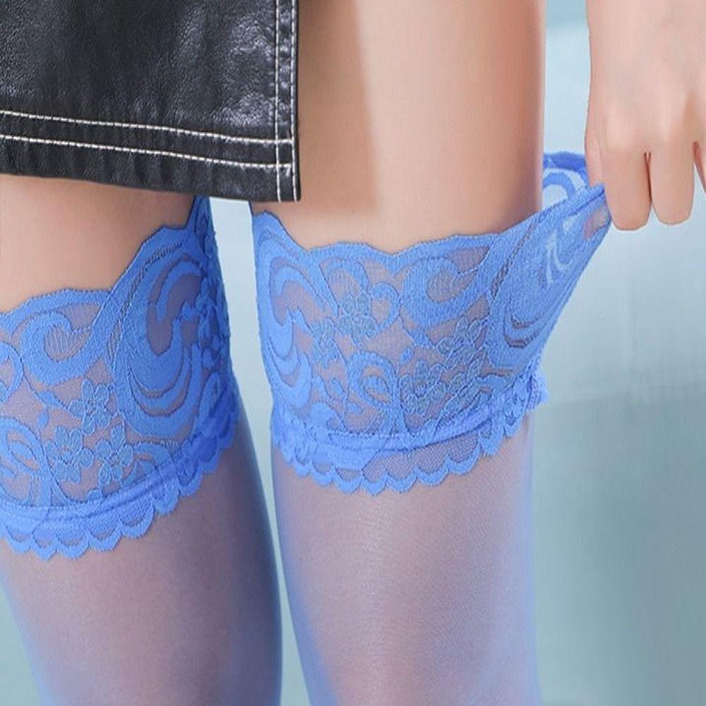 Lace Stocking with Lace Silk Patchwork Over Knee Sexy Sexy Lace Hosiery  Woman