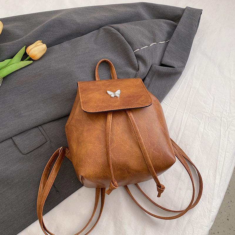 

Красивая повседневная мода 2025 весна новый простой рюкзак женский студент колледжа рюкзак большой вместимости дорожный рюкзак коричневый