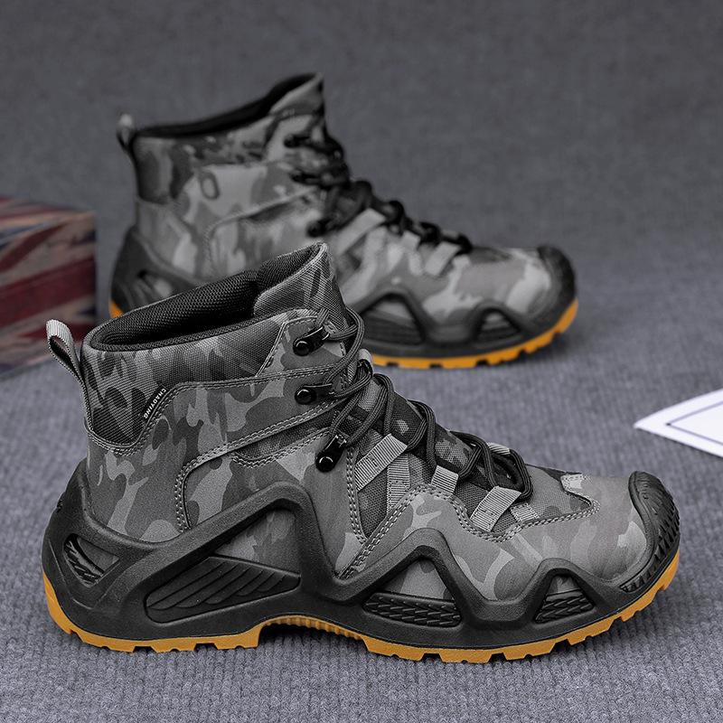 Men Outdoor Sports Sneakers New High Top Hiking Shoes Tactical Boots Military Wear Resistant Camping Size Durable Construction for Long Term Use