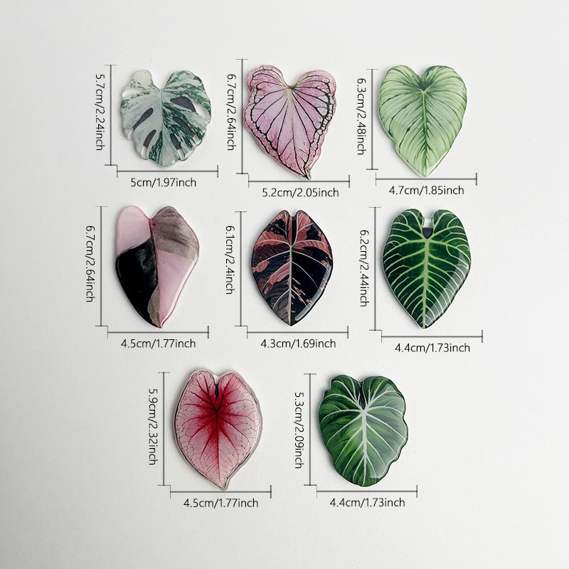 8pcs New Popular Plant Leaves Acrylicre Frigerator Magnets Decorative Patchacrylic Simulation of Green Leaves For Plant Hobbyist