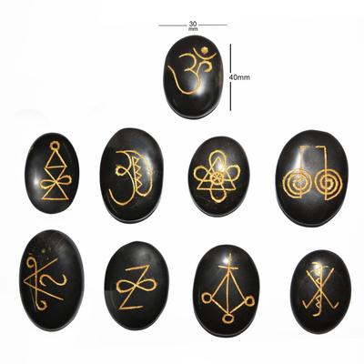 Reiki Crystal Products Black Onyx Karuna Reiki Set Symbol Crystal Set Reiki Symbol Stone Karuna Reiki Symbol Set 9 Pc for Reiki Healing and Cryst