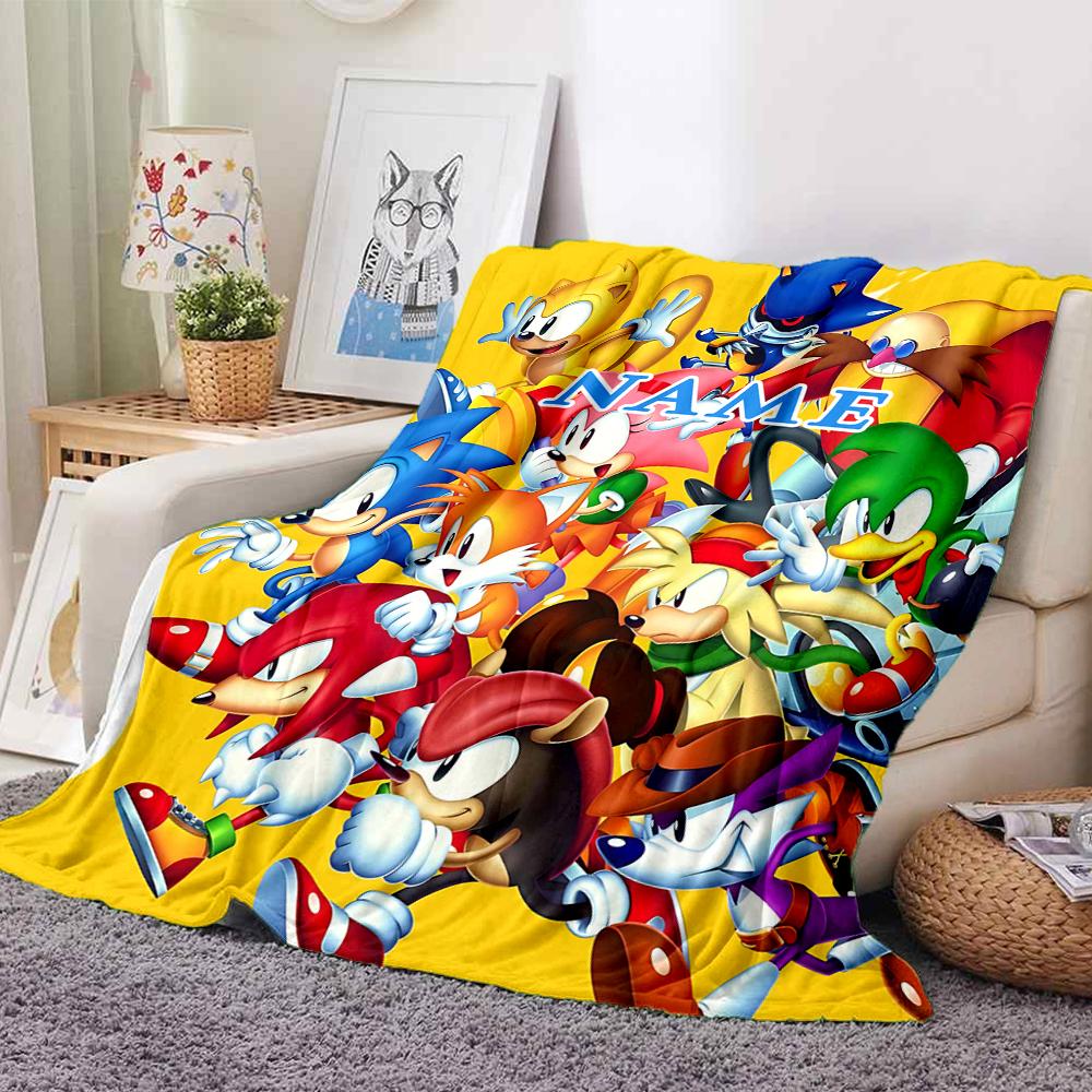 Custom 1pc Sonic Characters Celebration Blanket, Soft And Comfortable Blanket, Casual Warm, Camping Travel Blanket, Birthday Gift Q912186