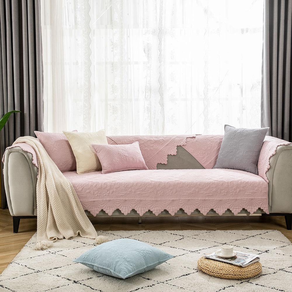 Norse Simple Solid Color Sofa Cushion Four Seasons Cotton Fabric Non-slip Cushion Winter Universal Modern Sofa Cover Towel