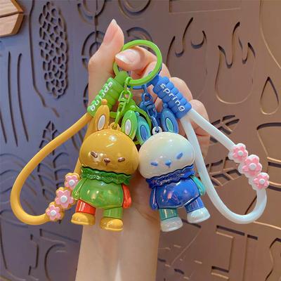 Porte-clés Pendentif Fleur Lapin Colorée Dessin Animé Dopamine Pendentif Sac Porte-clés Voiture Petit Cadeau