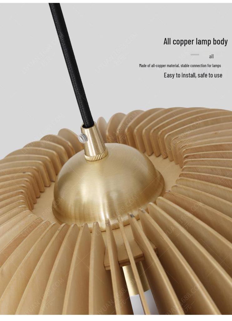 Vintage Japanese Retro Wood Art Pendant Light for Restaurant, B&B, Study, Bedroom - "Chuko Pumpkin Lamp"