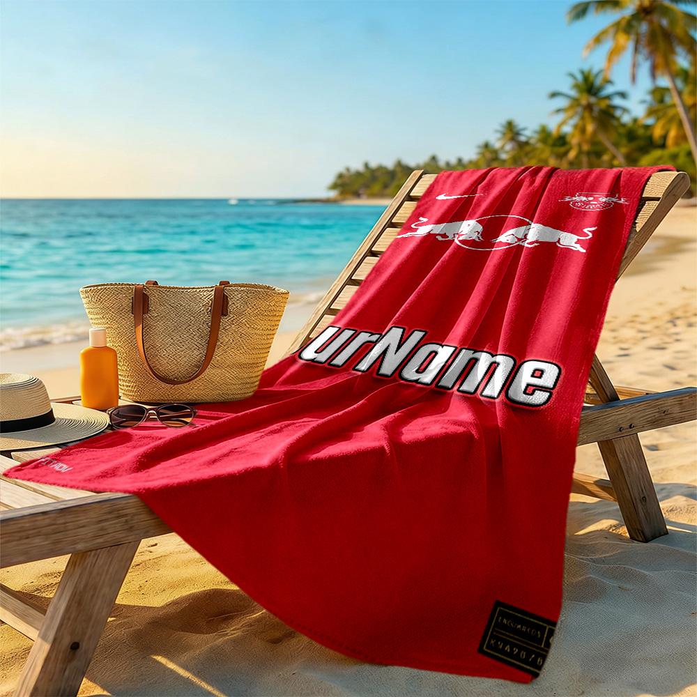 RB Leipzig Personalisierbares Namens-Strandtuch Superweich Saugfähig Ideal Für Reisen Outdoor Schwimmbad Yoga Surfen Camping Wandern Fitnessstudio Geschenk Urlaub