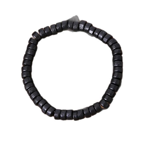 Eco-friendly Retro 4-Piece Wood & Leather Bead Bracelet Set