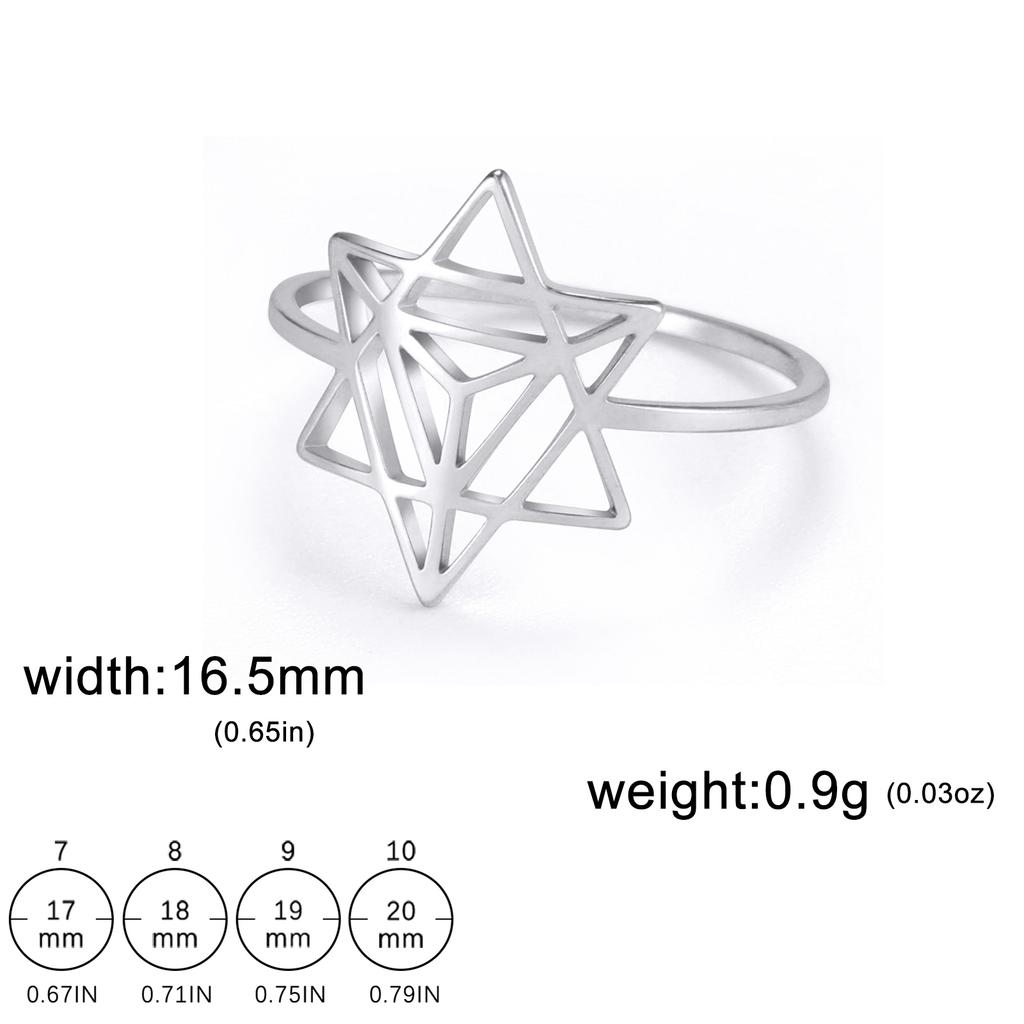 Lemegeton Merkaba Meditation Amulet Hexagram Rings Women Men Geometry Star Finger Ring Sacred Stainless Steel Party Jewelry Gift
