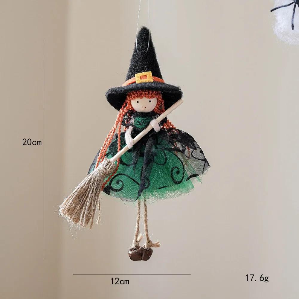 Multicolor Halloween Hanging Decoration Riding a Broomstick Witch Cartoon Pumpkin Ghost Hanging Pendants Scene Dress Up