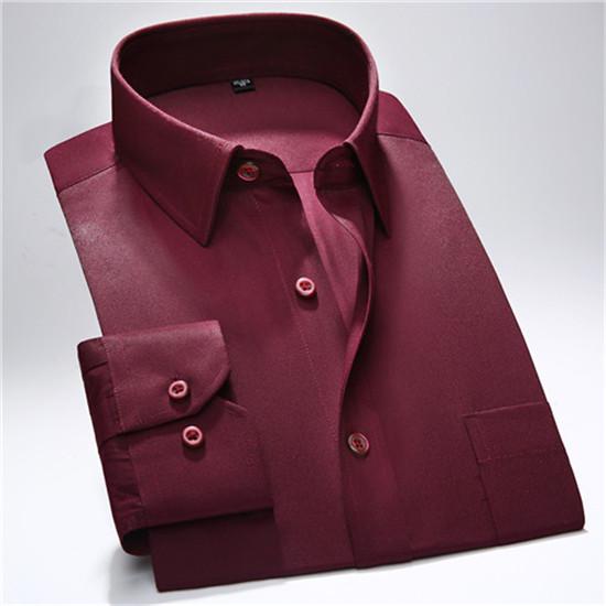 S~7xl Large Men Formal Shirts Solid Long Sleeve Regular Fit for Business Party