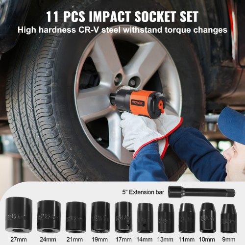 VEVOR 1.27 cm Air Impact Wrench, High Torque Up to 1898.15 N·m