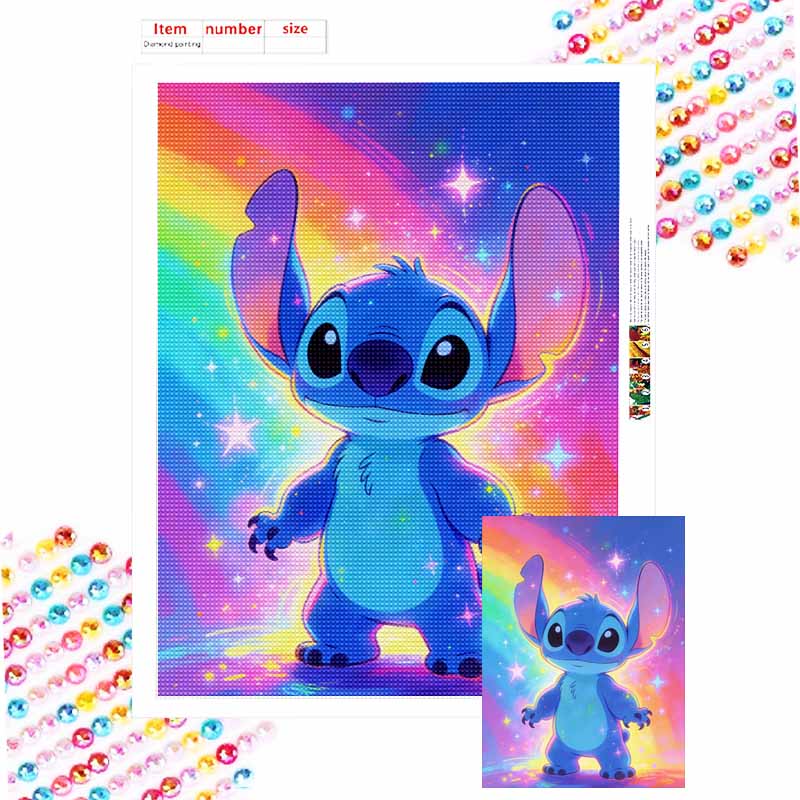Disney 5D DIY All Diamond Art Painting Kit Stitch Rainbow Starry Sky Art Craft Home Decor Gift Round 20x30cm