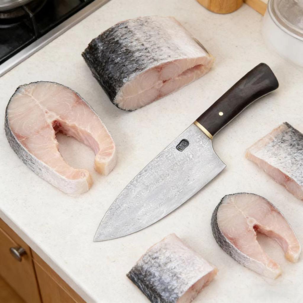 8.3 Inch Deba Knife Double-edged Blade Handmade Damascus Steel Chef Chopper Fish Cleaver Kitchen Knives Meat And Poultry Tools