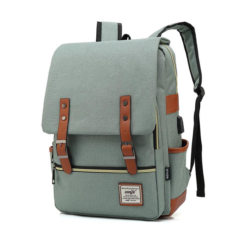 Retro Canvas USB Travel Backpack for Men and Women