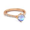 Moonstone Classic Pave Solitaire Ring - 925 Sterling Silver Rose Gold Vermeil