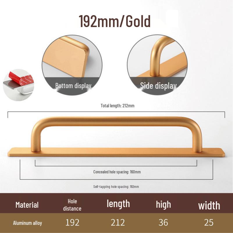 Hole-Free Aluminum Alloy Sliding Door Handle for Cabinets and Drawers