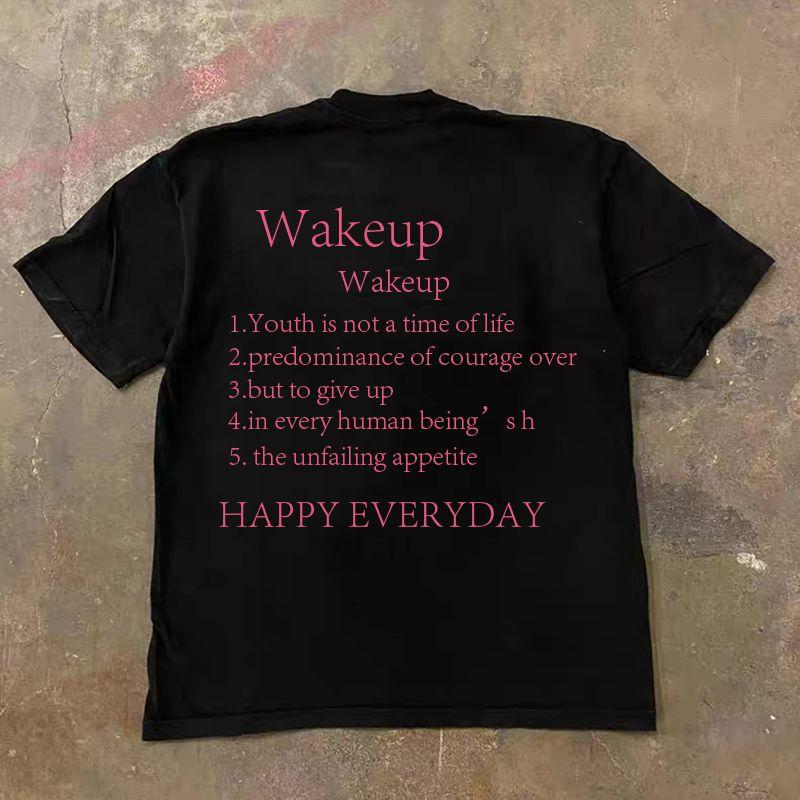 

Зарабатывайте деньги на благотворительность 3a260G Чистый хлопок двойная пряжа! Вверх, человек! Тяжелая футболка с коротким рукавом свободного кроя для пары, женская, мужская 3A [double yarn pure cotton 260g] Black L