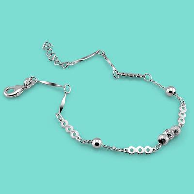 925 Sterling Silver Bracelet Minimalist Frosted Beads Silver Chain for Women - Glamour Jewelry Anniversary Gift