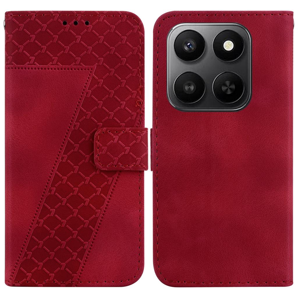 For Honor 400 Smart 5G/4G/X7d 4G Stand Case 7-Shaped Pattern Imprint Leather Phone Cover with Strap