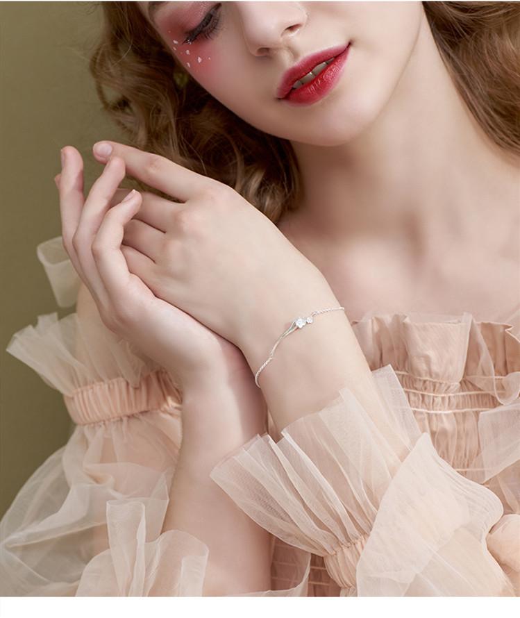 Neue Mode Pfirsichblüten Zweig Niedlich Literarisch Frische Blumen 925 Sterling Silber Schmuck Kirschblüte Damen Armbänder SL085