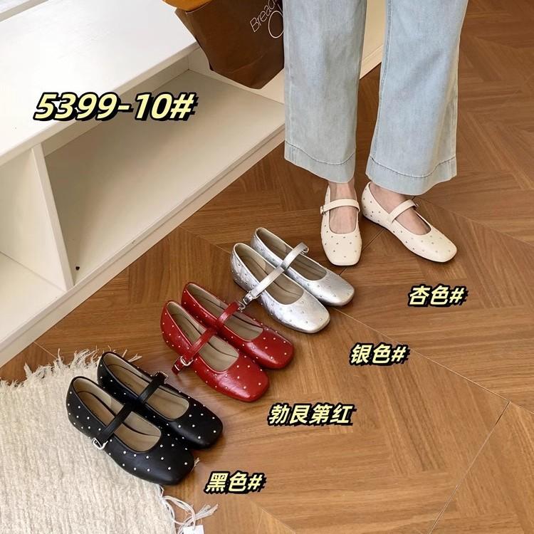 Inner heightening version retro gypsy star riveted ballet single shoes women's spring and autumn one-word buckle with shallow mouth Mary Jane shoes