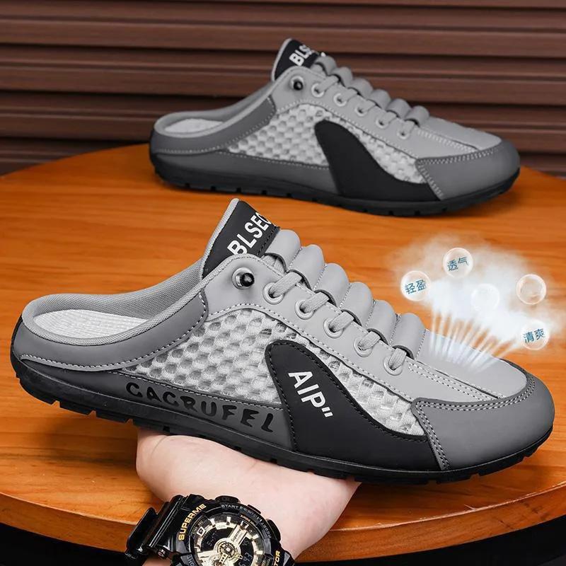 Fashion Fashion Men's Half Slippers Summer Breathable Casual Shoes Soft Sole Walking Flats Outdoor Sneakers Designer Mens Loafers Tennis