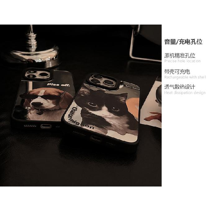 Trendy and cool cat and dog phone case for couples, suitable for Apple 16 Pro Max, personalized iPhone 17, anti-drop 13, mirror finish 15, hard case