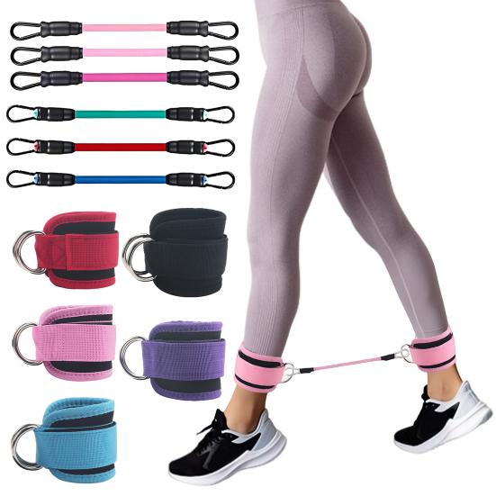 Fitness Ankle Strap with 3 Resistance Bands Glute Workouts Leg Training Kickbacks Booty Hip Abductors Body Exercise Ankle Resistance Bands with Cuffs