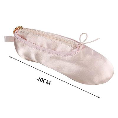 Satin Pencil Case Pencil Container Waterproof Ballet Shoe Storage Bag with Zipper Closure for School Supplies Capacity Portable
