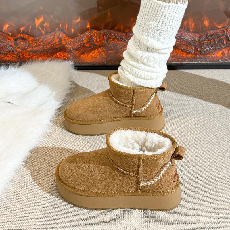 Women's Fashionable Versatile Soft-Sole Winter Warm Fleece-Lined Snow Boots with Fleece Lining, Slip-Resistant Casual Sports Snow Boots